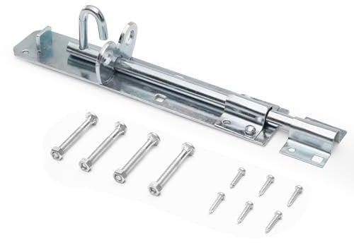 Galvanised Brenton Bolt Sliding Door Lockable Padbolt – 8 (202mm) Heavy Duty Zinc Plate Lock Pad Garden Shed Gate Latch Patio Door Security Gate Bolt Bedroom | Silver