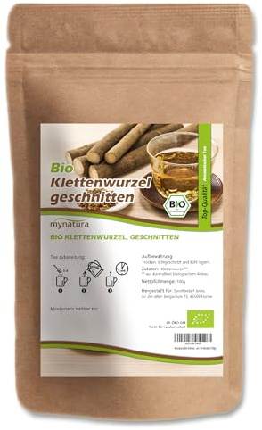 Mynatura Bio Klettenwurzel geschnitten I Klettenwurzeltee I Kräutertee I Naturprodukt I Tee I Wurzel-Tee I Im Beutel (500g)