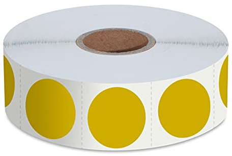 1500 Stück goldfarbene runde Farbcodierungs-Kreise Punkte Inventar-Aufkleber Etiketten mit Perforationslinie in Rolle (jeder misst 2,5 cm im Durchmesser)