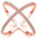 YQHWLKJ S925 Argento X Anello da dito incrociato Donna Micro pavimentato CZ Anelli di cristallo Donna Anelli d'argento-Oro rosa,10