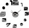 MPM Reloj de Pared Adhesivo 3D Negro Claro, Reloj de Pared DIY Moderno de la combinación de plástico y Vidrio
