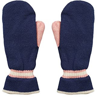 Becksöndergaard Band Emerald Mittens - Fäustlinge Damen in der Farbe Blau (Maritime Blue) mit rosa Details Größe S/M aus 100% Acryl - 2207503004