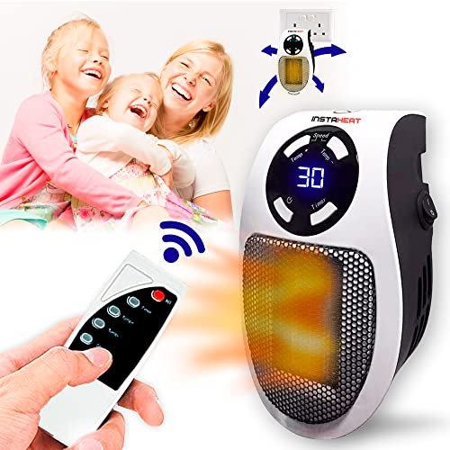 Insta Heat - Vista Heat 500W Termoventilatore Ufficiale, Stufetta Elettrica a Basso Consumo, Programmabile, in Ceramica, Portatile, Leggero e Compatto, Telecomando, Riscaldamento Intelligente