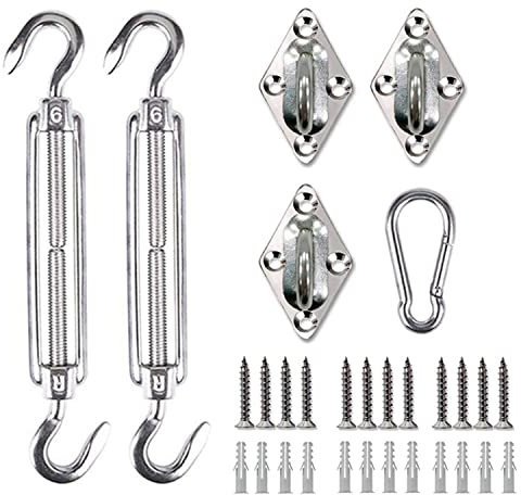 Sunnylaxx Kit Montaje Toldo Vela, 30 Piezas 316 Accesorios De Montaje De Acero Inoxidable A Prueba De óxido para Anclaje Toldos Vela De Sombra