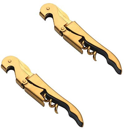 TUPMFG Edelstahl Kellnermesser, 3-in-1 Weinöffner Set mit Flaschenöffner & Folienschneider für Sommeliers, Kellner & Barkeeper, Gold