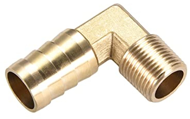 M METERXITY Brass Hose Barb Fittings - 90 Degree Elbow Brass 16mm Barbed Reducer Apply to Water Fuel (3/8 PT Male Pipe)