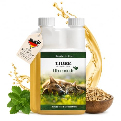 TJURE Ulmenrinde Liquid für Hunde & Katzen | 500 ml | Natürliche Magen Darm Unterstützung | Flüssige Ulmenrinde mit Honigkraut | Ohne Aufkochen | Naturkraft ohne Zusätze | Made in Germany