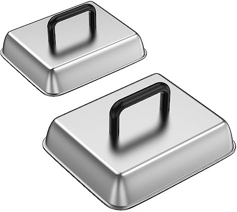SafBbcue 2 Sets Flat Top Grill Accessories 14 & 13 Rectangle Cheese Melting Dome Basting Cover for Blackstone, Pitboss, Camp Chef Steamer Dome Pizza Oven/Wok Cover,Metal Dome Cover for Grill Cooking