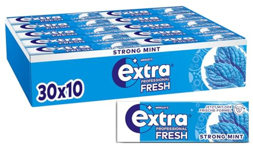 Extra Professional Fresh Strong Mint, Zuckerfreier Kaugummi, Multipack mit 30x10 Dragees, Für frischen Atem