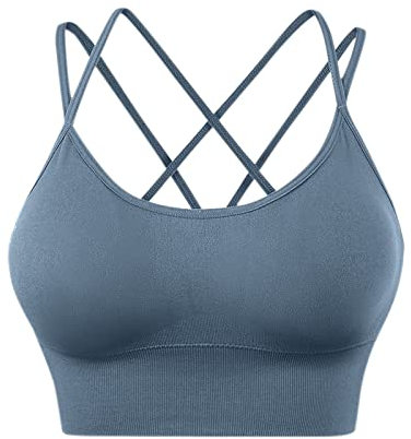 unilarinna Damen Rücken Sport BH Verdickter Schnürsenkel Sieben-Punkt-BH Yoga Workout Fitness Low Impact Cross Back mit gepolsterten Riemen Short geeignet für Damen