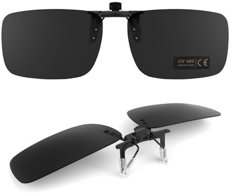 TEMSO Sonnenbrille zum Anklippen, polarisiert, aufklappbar, für Herren und Damen, UV400-Schutz, HD-Sicht, blendfrei, sicheres Fahren, 3 Stile, Schwarz, M, Cat.3, 60*41MM