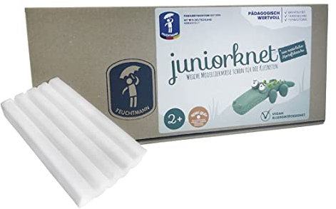 Feuchtmann 628.0406-1 - JUNIORKNET, geschmeidige Knete für die kleinsten, Weiß, 5 Blöcke zu je 100g, leicht formbar zum Gestalten, Spielen und Modellieren