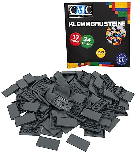 50 x Klemmbausteine Fliesen Tiles Bausteine 2x4 Noppen Kompatibel 34 Farben freie Farbenwahl (851 - Dunkel Grau)