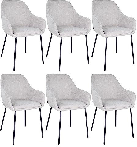 Kick Collection 6er Set Esszimmerstühl Guus - Grau - Modern und Hochwertig - Strukturierter Stoff en Metall - Erhältlich in vielen Farben