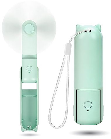 OHLGT Mini Handventilator, 3 Geschwindigkeiten, Wiederaufladbar, Leise[9–15 Arbeitsstunden], Tragbarer USB-Taschenventilator mit Powerbank für Reisen, Outdoor oder Innenbereich, Grün
