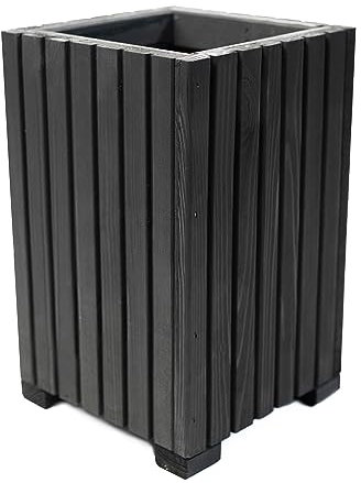 BOGATECO Fioriera in legno, vaso per piante, 40 x 25 x 25 cm, vaso per erbe aromatiche per casa, giardino, balcone, terrazza, vaso con inserto in plastica, impregnato, nero