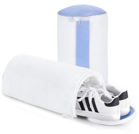 Teletrogy 2Pcs Schuhe Waschbeutel, Schuhwaschbeutel Waschmaschine, Rundum-Reinigung, Wiederverwendbarer Wäschesack Schuhe für Waschmaschine mit Verstecktem Reißverschluss, Wäschenetz für Sneaker