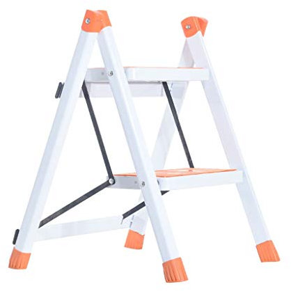 Tritthocker Zweistufige tragbare Leiter, Dual-Use-Trittleiter Schlafsaalleiter Garage Autowaschhocker Fußschemel - Trittleiter/Orange/40 x 45 x 57 cm