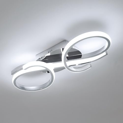 Comely LED Deckenlampe, 36W 4000LM Kreative Design Geometrische Form Deckenleuchte LED, Modern Silber Kronleuchter, Kaltweiß 6500K Deckenlampe Wand Lampe für Schlafzimmer, Wohnzimmer, Flur
