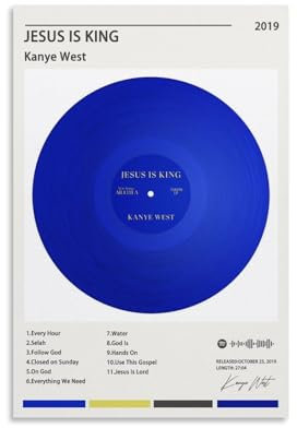 TANZEM Kanye West Poster Jesus Is King Album Cover Poster Dekorative Malerei Leinwand Wandposter und Kunstbild Druck Modern Familie Schlafzimmer Dekor Poster 30 x 45 cm