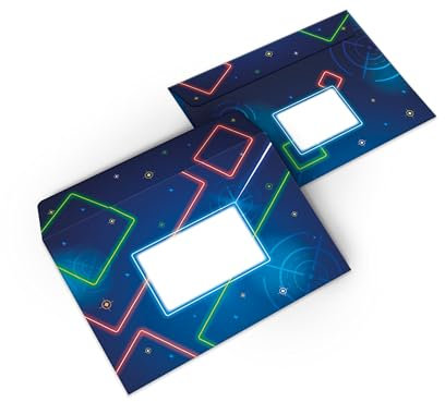 10 Briefumschläge Umschlag Kuvert Kinder Teens Erwachsene Laser Strahl Licht neon bunt