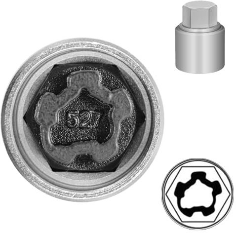 JEUCLEL 527 Wheel Locking Nut Key for VW, Socket (OD 28mm-ID 25mm) | Wheel Lock Nut Socket Adapter, Anti-Theft Lug Nut Removal Tool, Anti-Theft Screw Remover, Repair Tool, Tyre Fitting, garage