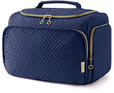 BAGSMART Reise-Kulturbeutel, Große Weit Offene Reisetasche für Toilettenartikel, Make-up, Kosmetiktasche mit Griff, Navy Blau