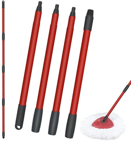 Mop Handle Replacements Compatible with Vileda Spin Turbo - 4-Section 30 to 58 Adjustable Stainless Steel Mop Pole for Floor Clean, Universal Fit