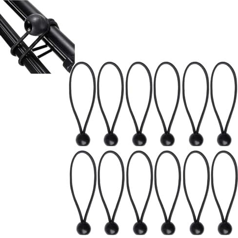 YAZANY Black Tarpaulin Bungees Balls, 10PCS Tarpaulin Bungee Cords Elastic Bungee Straps Short, Elastic Tie Downs Trap Bungee Cord for Banner Tarpaulins Tents Bungee Hooks Tarpaulin Holder Flag Poles
