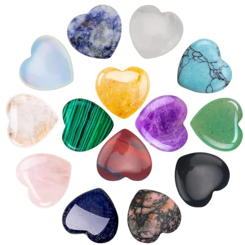 SHIQUAN Pierres en Forme de Cœur,15 Pièces Pierre de Quartz en Forme de Coeur,Pierre de Cœur en Cristal Naturel,Pierres Mélangées en Forme de Cœur,Pour les pendentifs décoratifs, l'artisanat