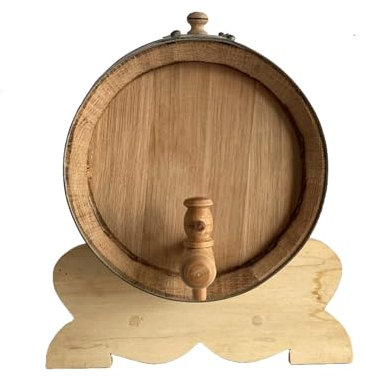 Waldmeister -Premium Holzfass aus französischer Eiche - 5L - ausgebranntes Fass - liegendes Weinfass - Eichenfass geeignet für Whisky und Likör
