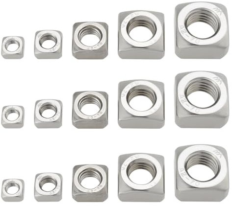 Be In Your Mind 50pcs 304 écrous Carrés en Acier Inoxydable M5 M6 M8 M10 M12 Kit D'assortiment D'écrous pour équipement de Mobilier Civil Appareils électriques de Construction