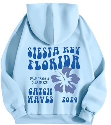 Splrit-MAN Women'S Sweatshirts Polka Dot Hoodie Boutique Pull On Oversized Sweatshirt Women Womens Hoodies Size 18 Pink Palm Puff (Sky Blue, M)