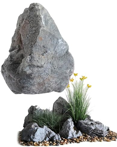 Findlinge steine für garten, stein attrappe, solide künstliche Felsen aus PU-Schaum, Einzigartige Aquascaping-Steine für kreative Süßwasseraquarium-Gestaltungen, für die Landschaftsgestaltung Rasen(27