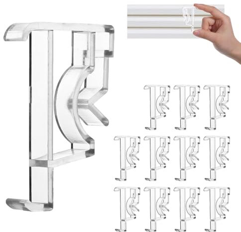 Molain 12PCS Valance Clips Transparent Plastic Window Blind Clips Hidden Channel 2Inch Valance Blind Clips for Horizontal Mini Wood Blinds Retainer Holder for The Valance with a Groove in The Back