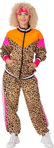 80er Jahre Trainingsanzug Leopard Jogginganzug Festival Frau Mottoparty XXL