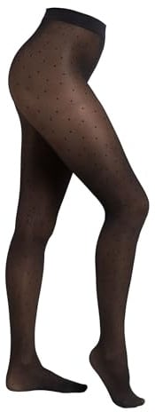 Camano Damen Thermostrumpfhose 2in1 80DEN Punktmuster in 20 DEN Transparent Optik warm und elegant 2in1 dot 1er Pack