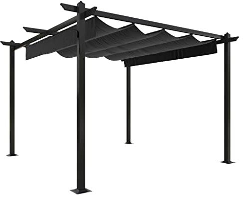 Auvent pour carport, terrasse, tonnelle, avec toit extensible, 3 x 3 m, anthracite, pour fête, festival, camping, terrasse
