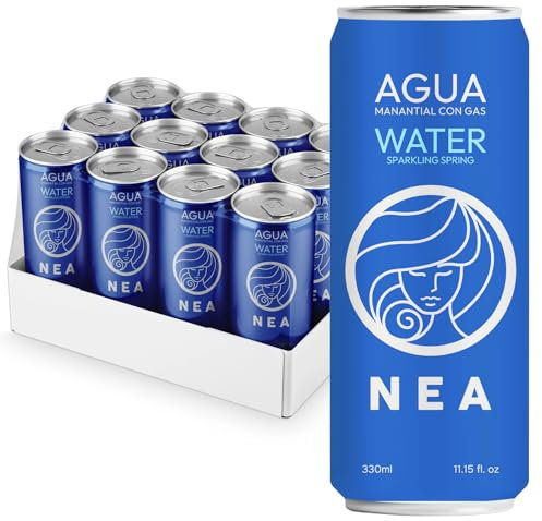 Agua con gas en lata NEA. Agua Mineral con gas - Pack 12 unidades x 33cl. Agua con gas en pack de 12 latas de 33cl. Agua mineral con gas en lata. Agua mineral con gas pack 12.