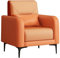 LMXRYPD Ledersessel, Akzentstuhl mit Massivholzrahmen, mit Beinen aus Kohlenstoffstahl, Sitz mit Schaumstoffpolsterung, für das Wohnzimmer(Orange)