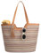 VASCHY Sac Cabas Femme Plage Paille, Grand Sac à Main Fourre Tout d'Été Tissé Boho Recyclable Léger avec Fermeture Éclair pour Voyage Vacances Rayé