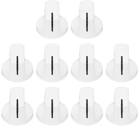 sourcing map 10pcs White Guitar Effect Pedal Knob, 9/16 Plastic Insert Electric Guitar Knobs for Amplifier Guitar Bass Volume Control