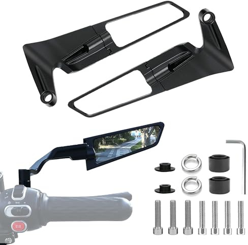 XSQD Motorrad Spiegel, Lenkerendenspiegel Endspiegel Motorrad, 180°Rotierende Motorradspiegel Rücksichts, Elektrorad Rücksichtsspiegel, Verkehrsspiegel, Klare Spiegelfläche, Moped Zubehör