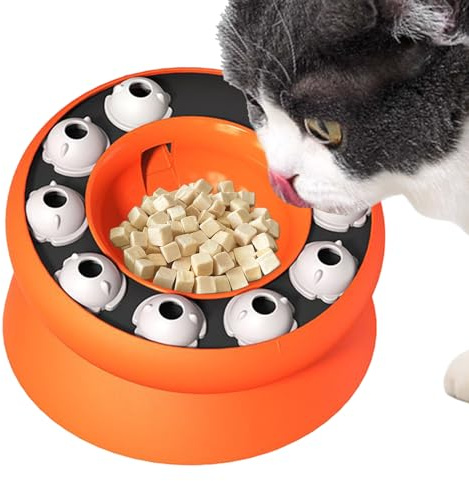 Gamelle pour chat à alimentation lente - Gamelle rotative pour nourriture humide - Jeu d'alimentation interactif - Gamelle pour nourriture sèche - Mangeoire rapide - S'ennuie à la maison et à