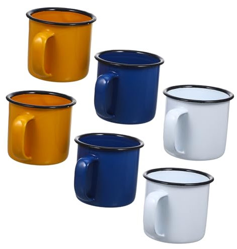 TOPPERFUN 6pezzi Tazze Smaltate Tazze d Acqua Vintage d Acqua Smaltate Da Tè Resistenti Al Calore Design Semplice Antiscivolo Facile Da Pulire