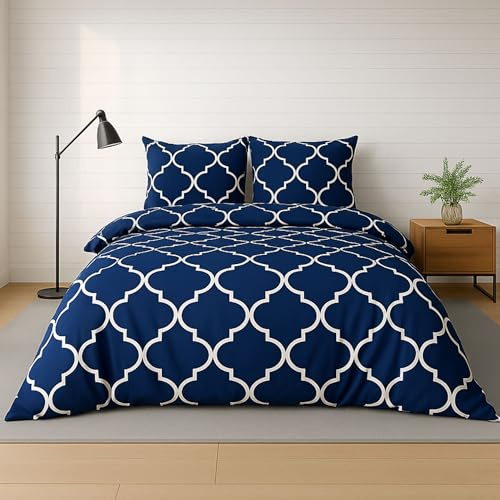 ZIRVEHOME Bettwäsche 200x200 Baumwolle 3 teilig Set 100% Baumwolle Bettbezug 200x 200cm Kissenbezug 80x80cm Renforcé Bettwäsche-Sets 200x200 mit Reißverschluss