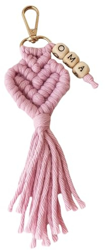 Qnvyw Schlüsselanhänger Oma Geschenk - Rosa Herz Design mit Holz Gravur - Personalisierte Geschenkidee für Omas zum Geburtstag
