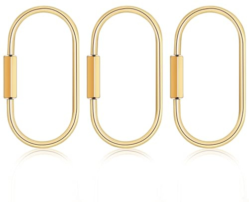 3 Pcs Brass Key Ring, Gold Carabiner Keychain Clips, Purse & Bag Charms
