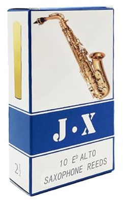 FUANA 10 Stück Saxophon-Blätter Stärke 2,5 für Alt, Sopran, Tenorsaxophon und Klarinette, Premium-Qualität, Gelb Alt