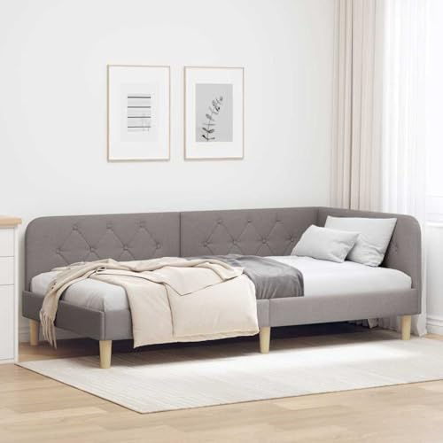 Amorsee Schlafsofa mit Lattenrosten, Polsterbett Bettsofa Einzelbett 90 cm x 200 cm Sofabett Gästebett Tagesbett, ohne Matratze, Taupe
